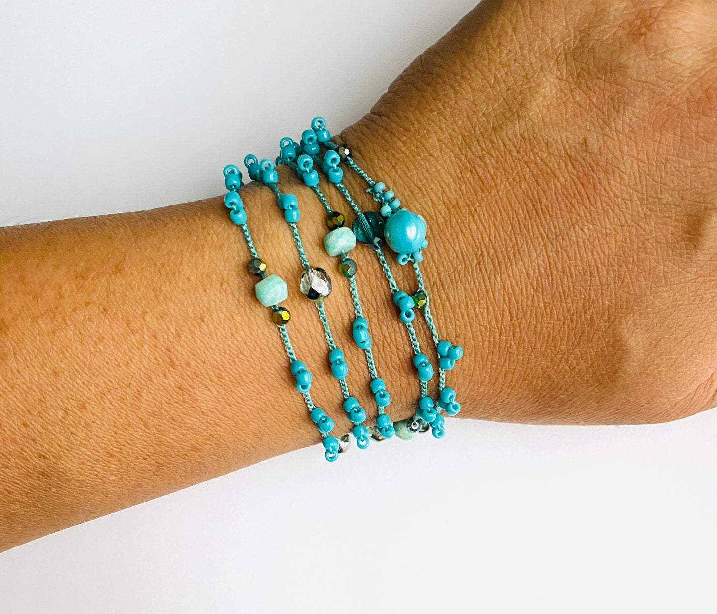 Blue aqua picot necklace