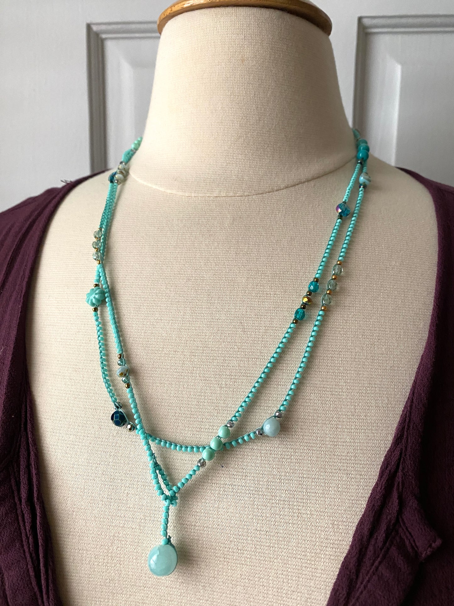 Pale aqua layering necklace