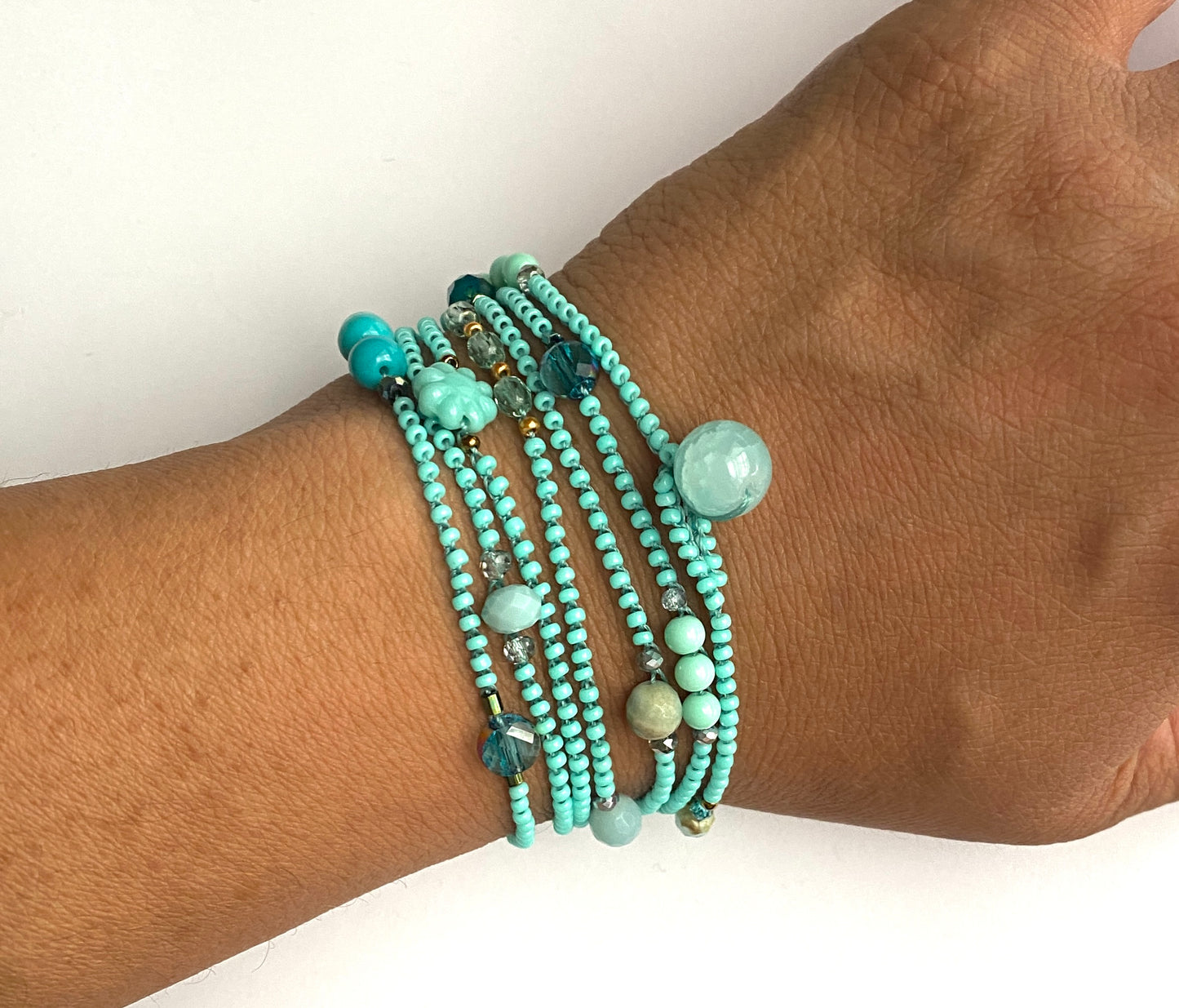 Pale aqua layering necklace