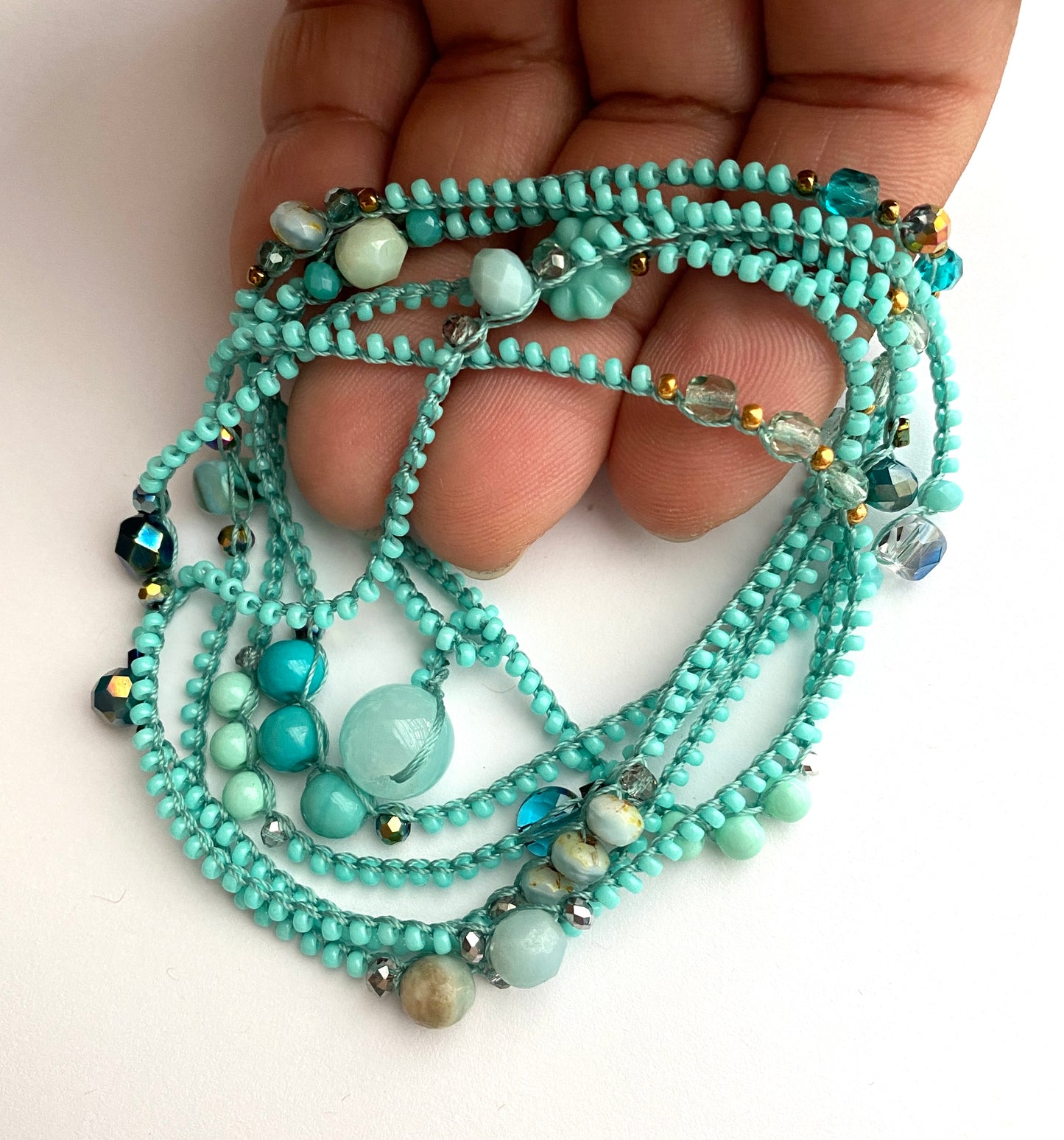 Pale aqua layering necklace