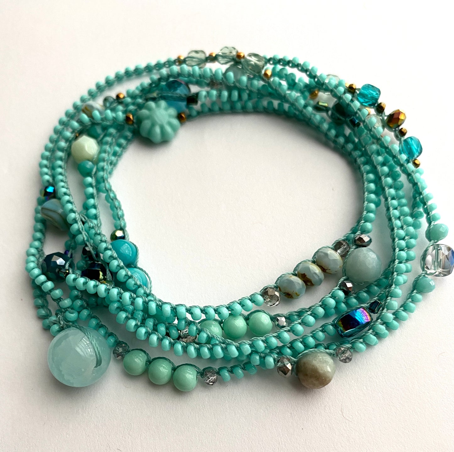 Pale aqua layering necklace