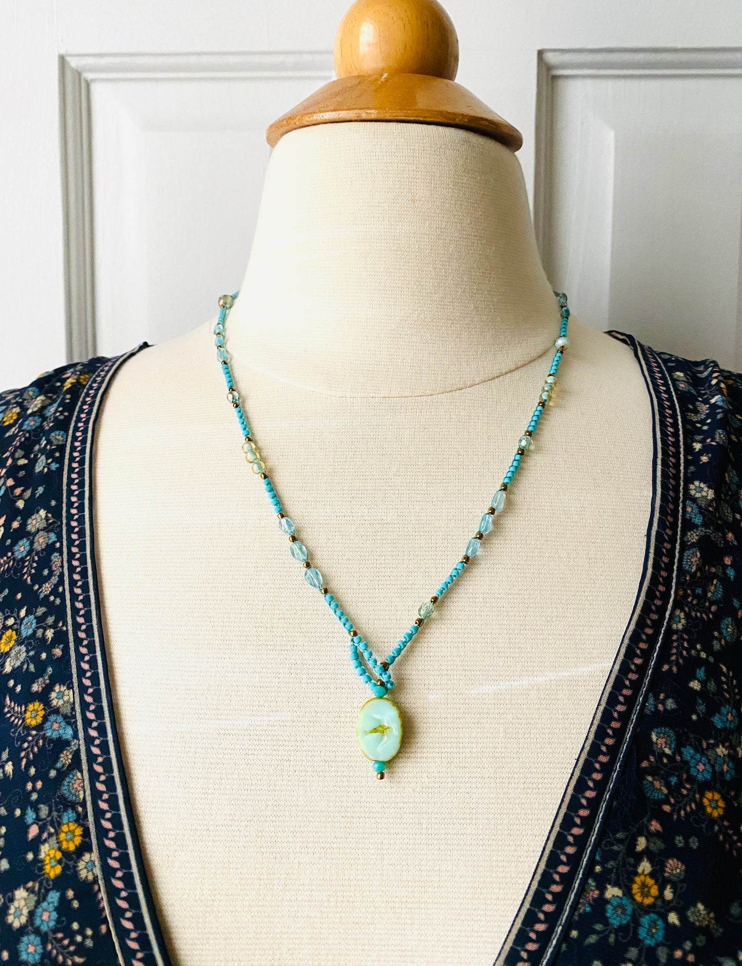 Aqua bird necklace