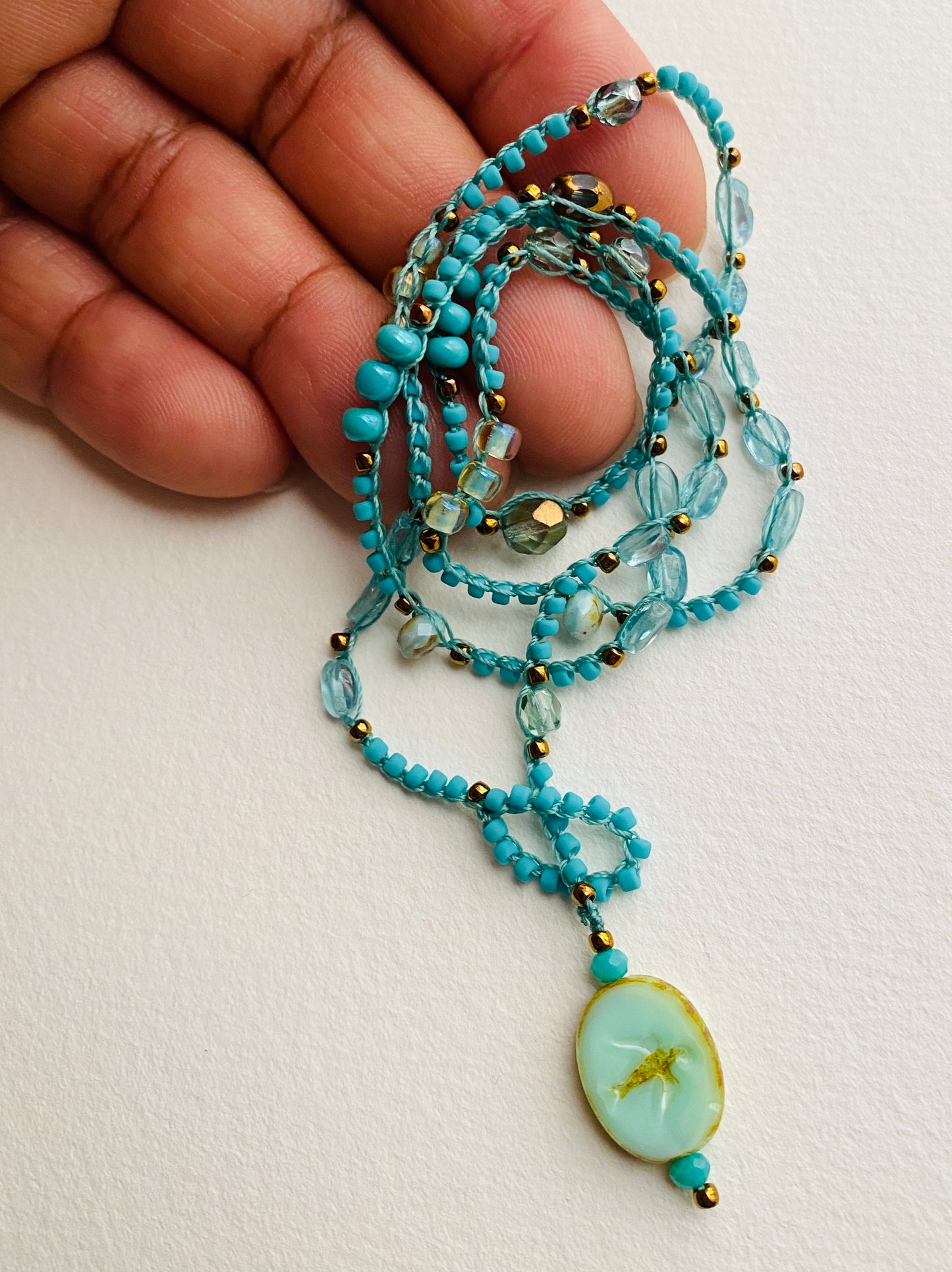 Aqua bird necklace