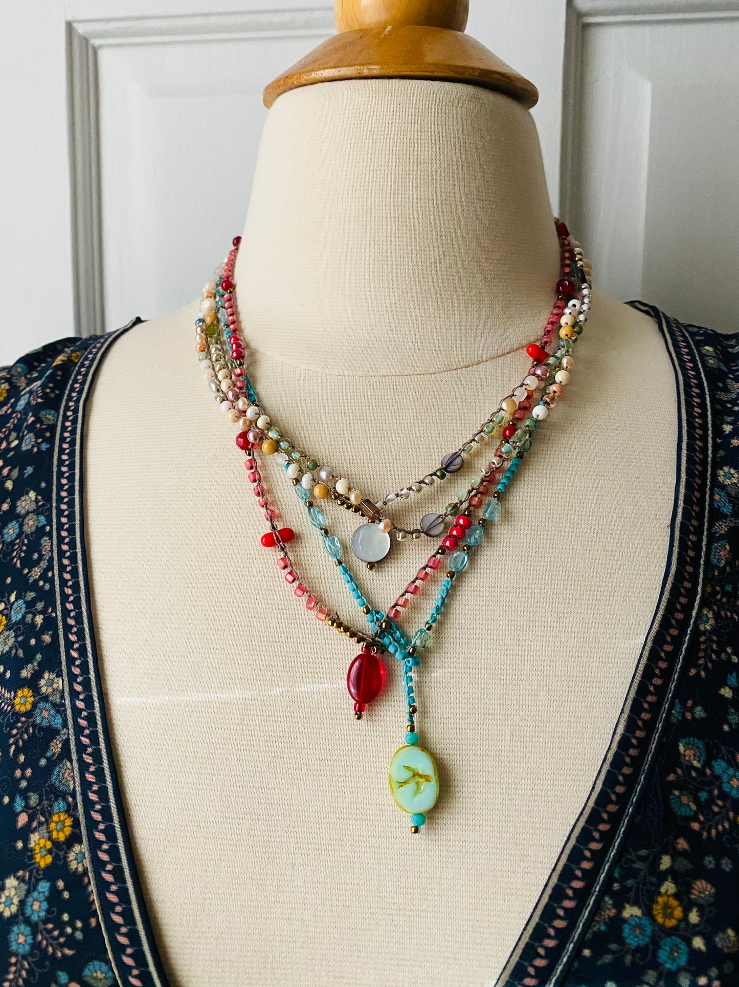 Aqua bird necklace