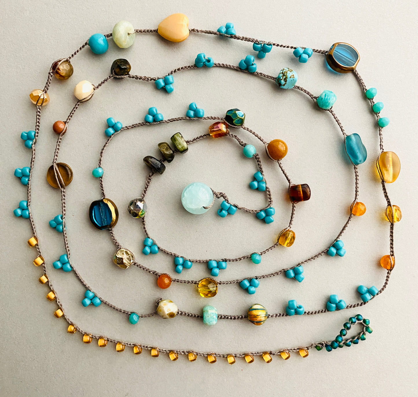 Aqua and gold mix necklace