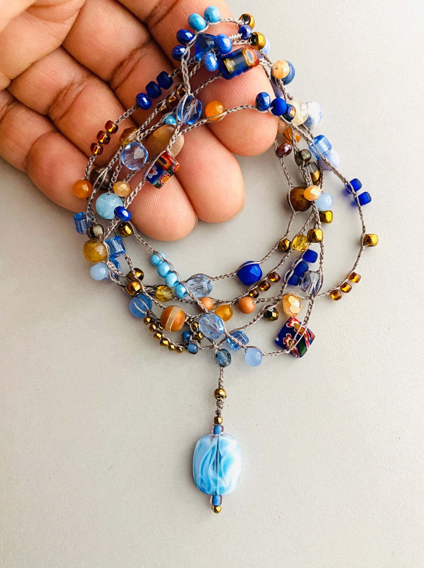 Blue sky terra mix necklace