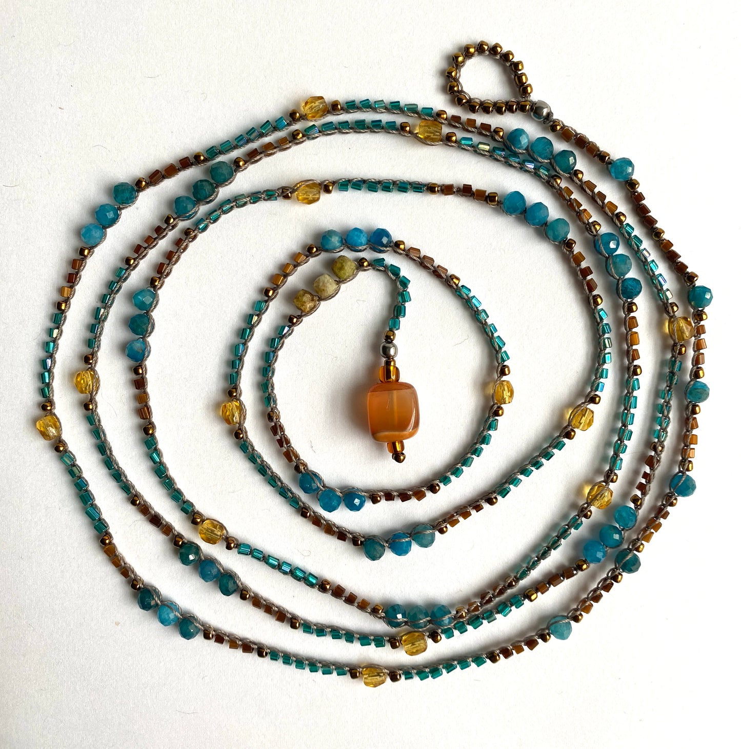 Blue apatite crochet beaded necklace