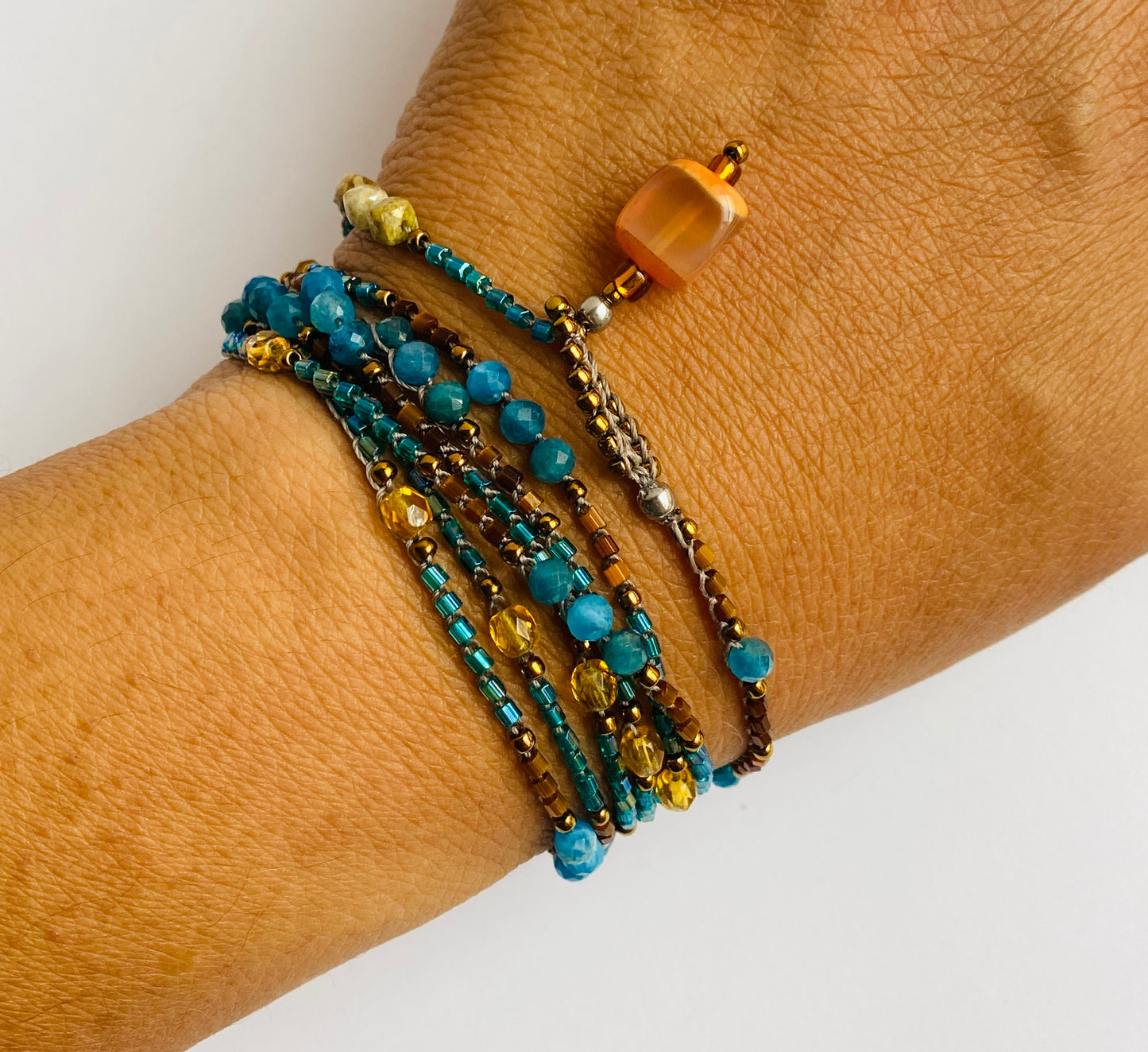 Blue apatite crochet beaded necklace