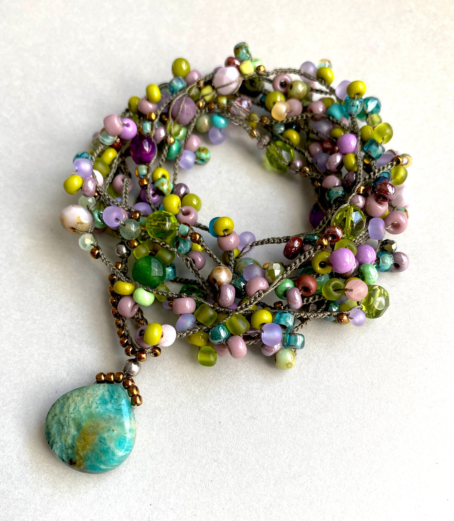 Forest flowers crochet necklace