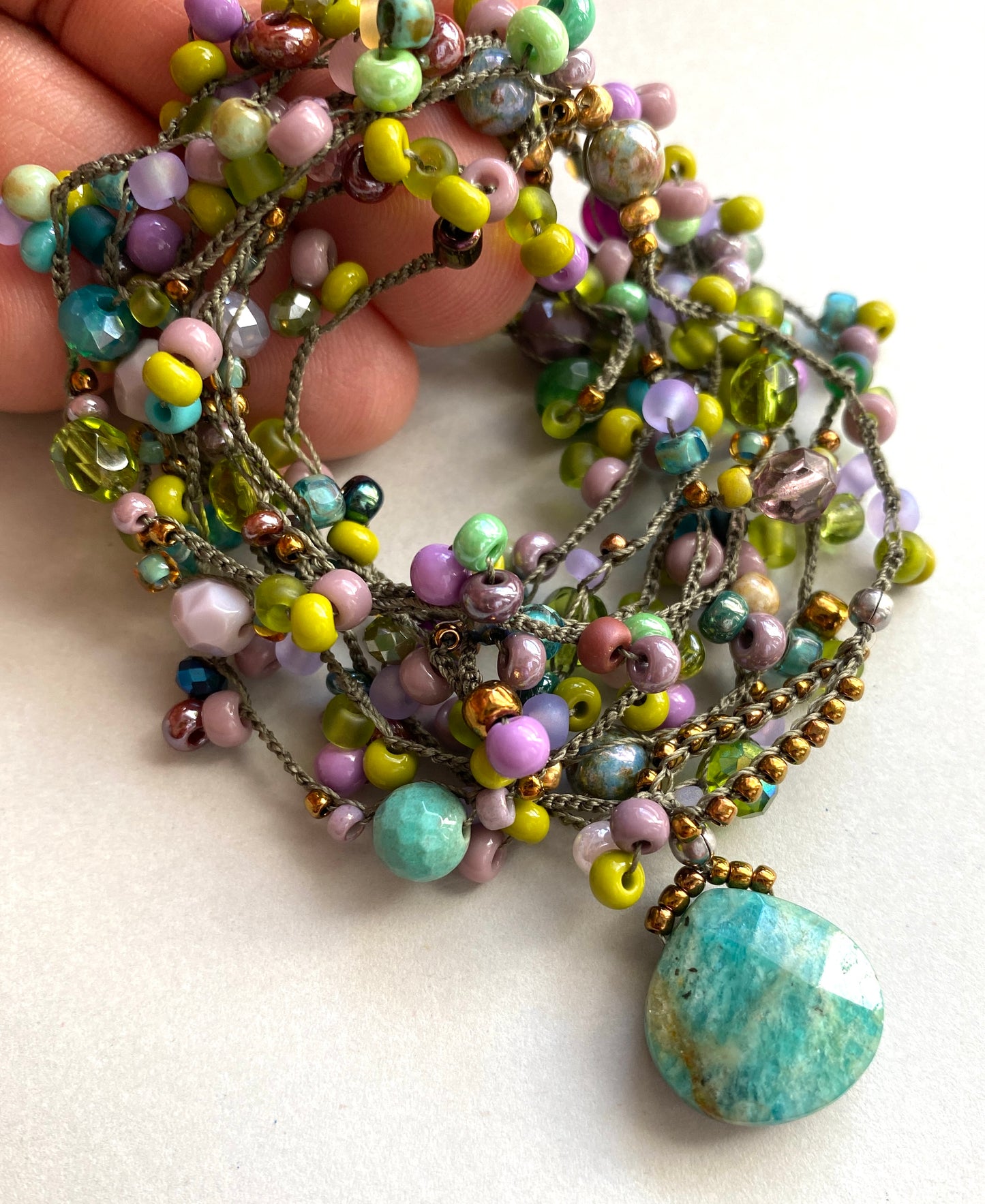 Forest flowers crochet necklace