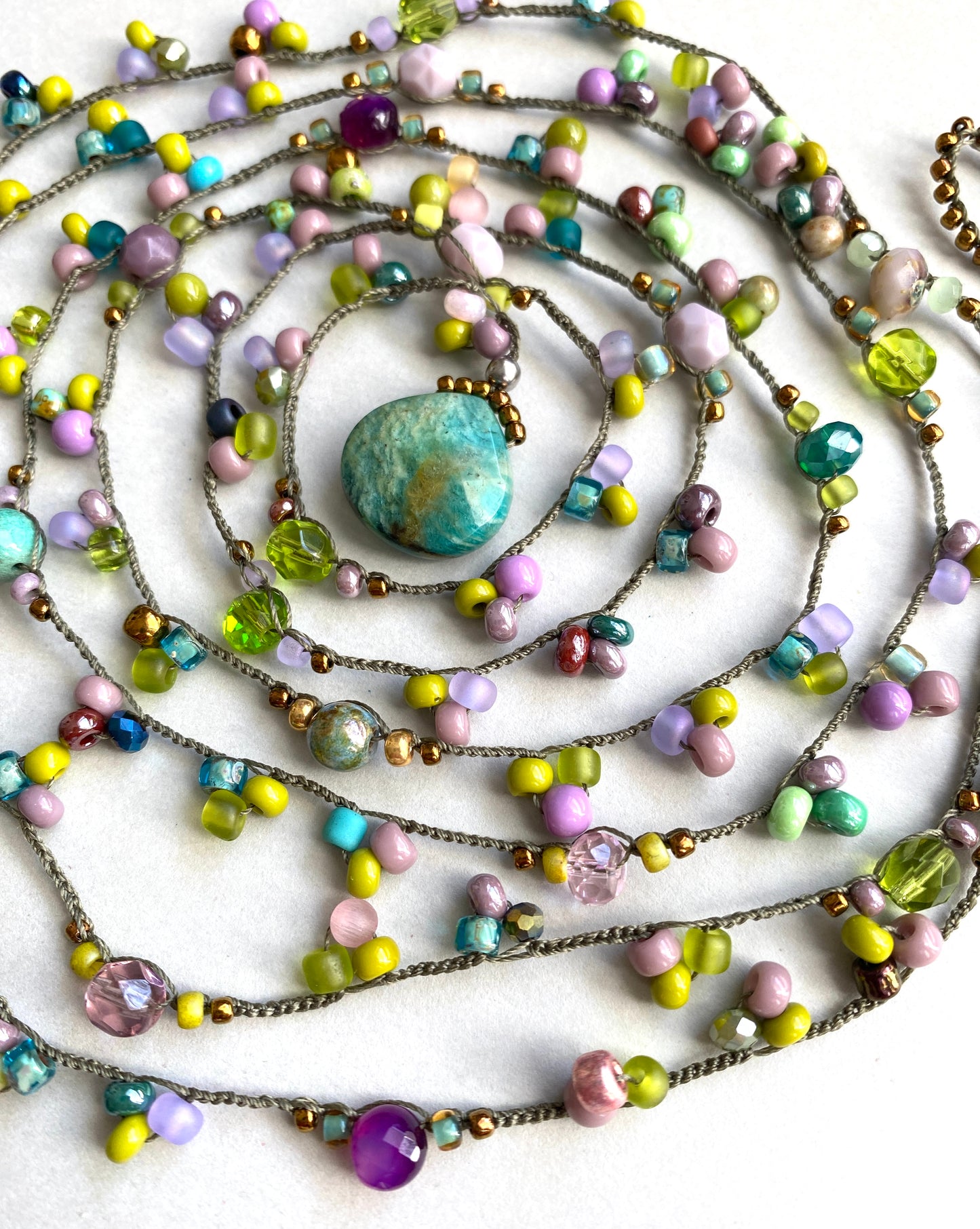Forest flowers crochet necklace