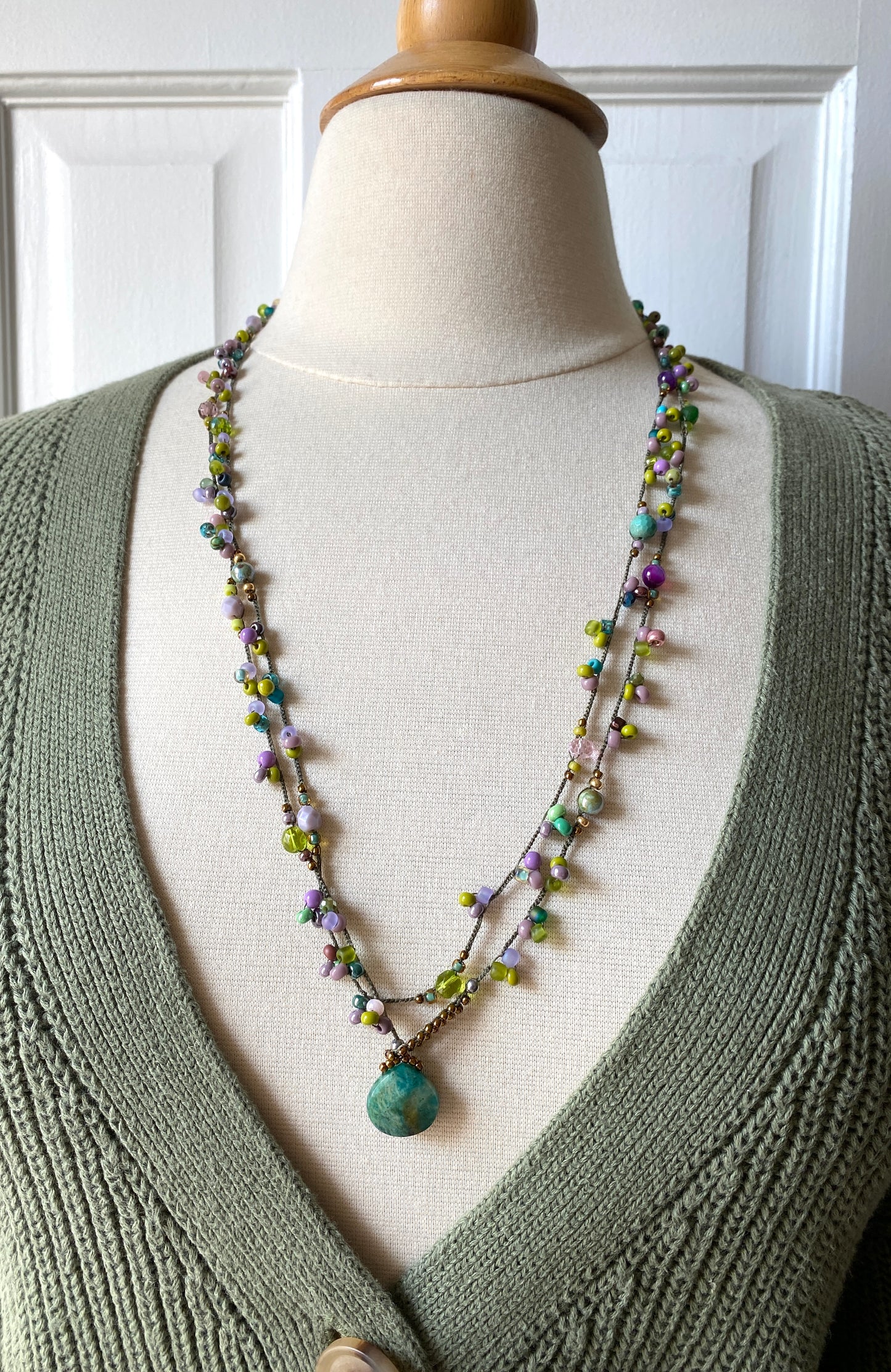 Forest flowers crochet necklace