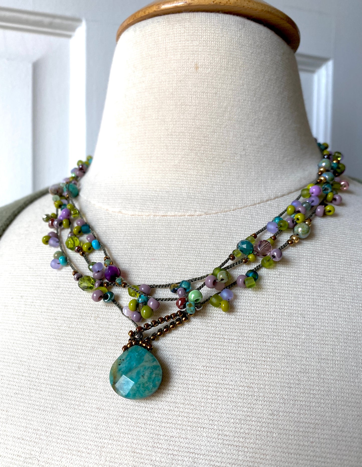 Forest flowers crochet necklace