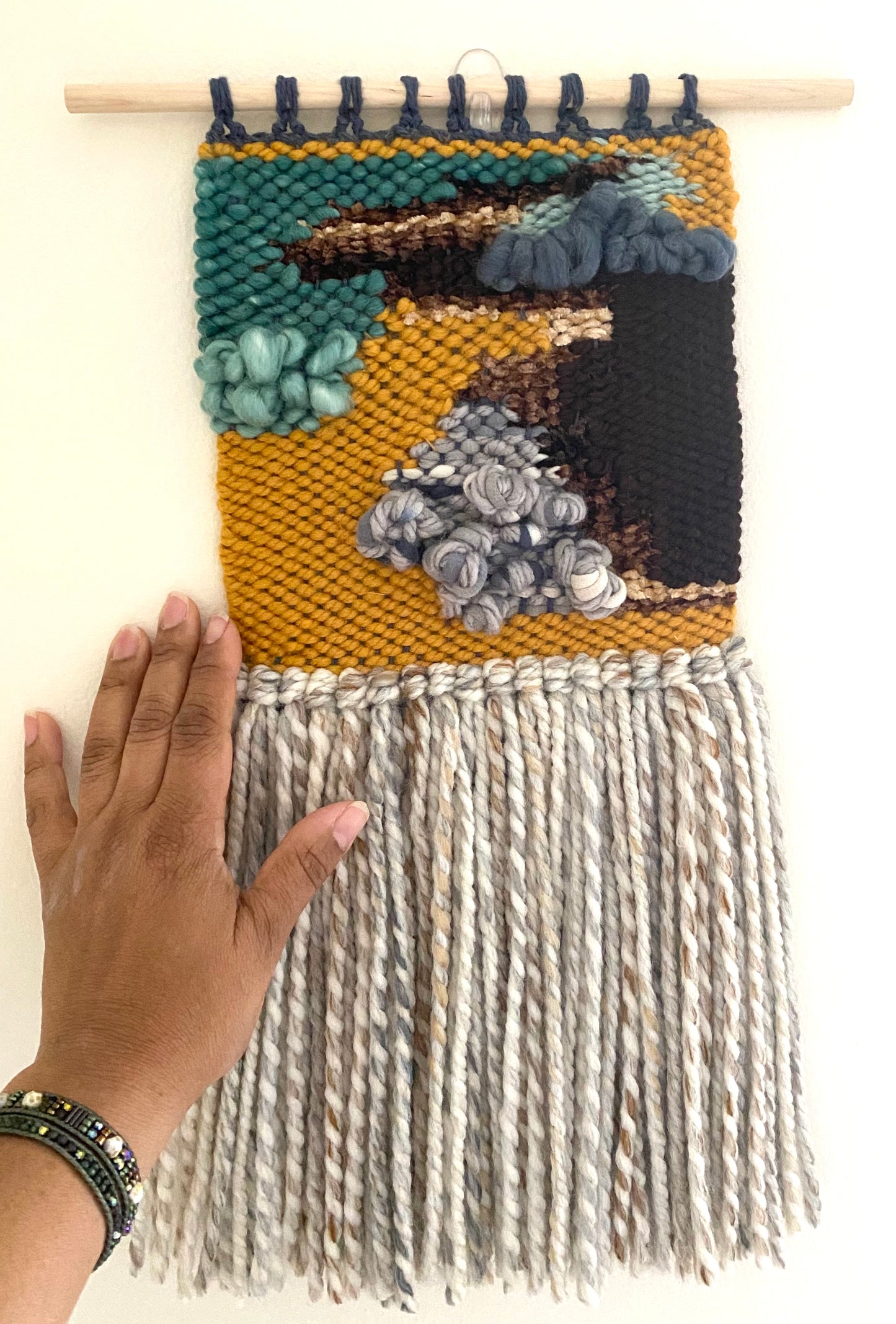 Desert night small woven wall hanging