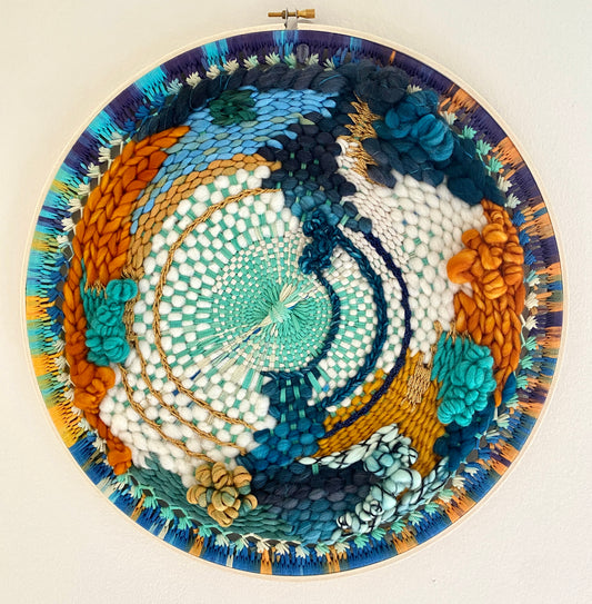 "Journey" round woven wall hanging