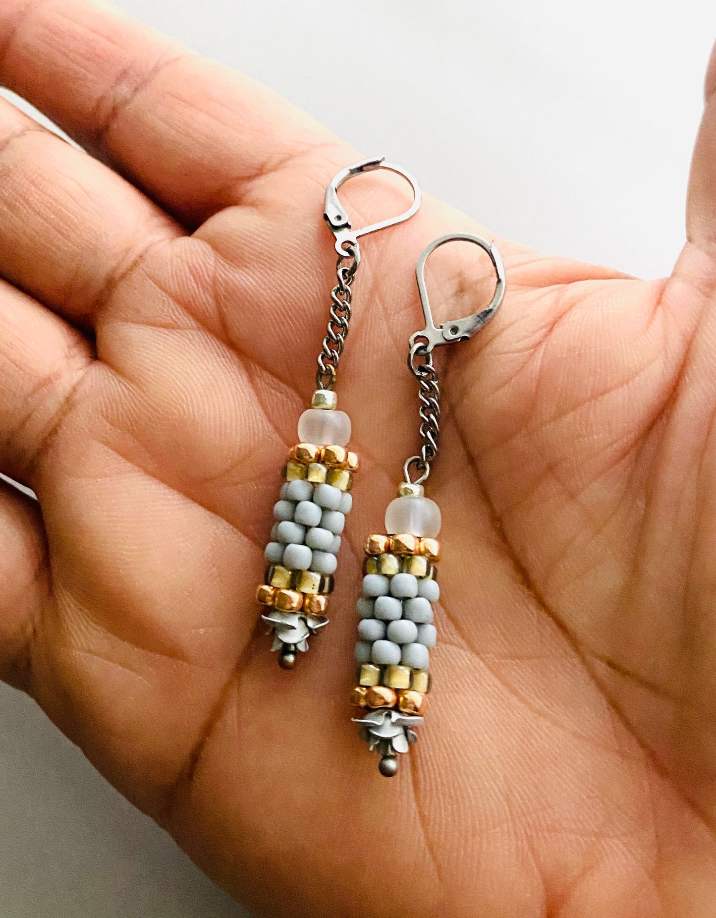 Silver frost nugget earrings