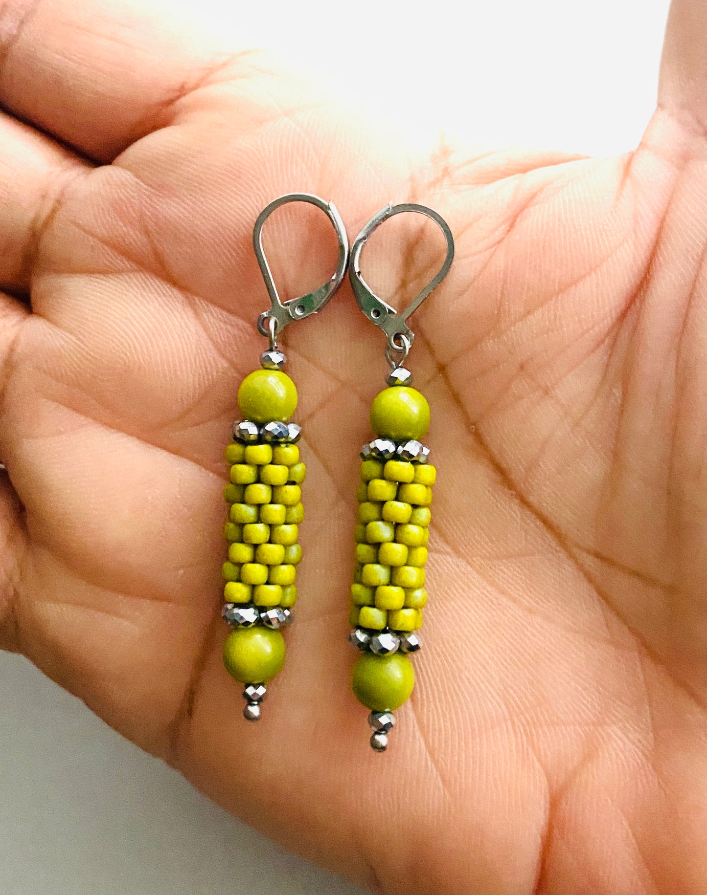 Olivine nugget earrings