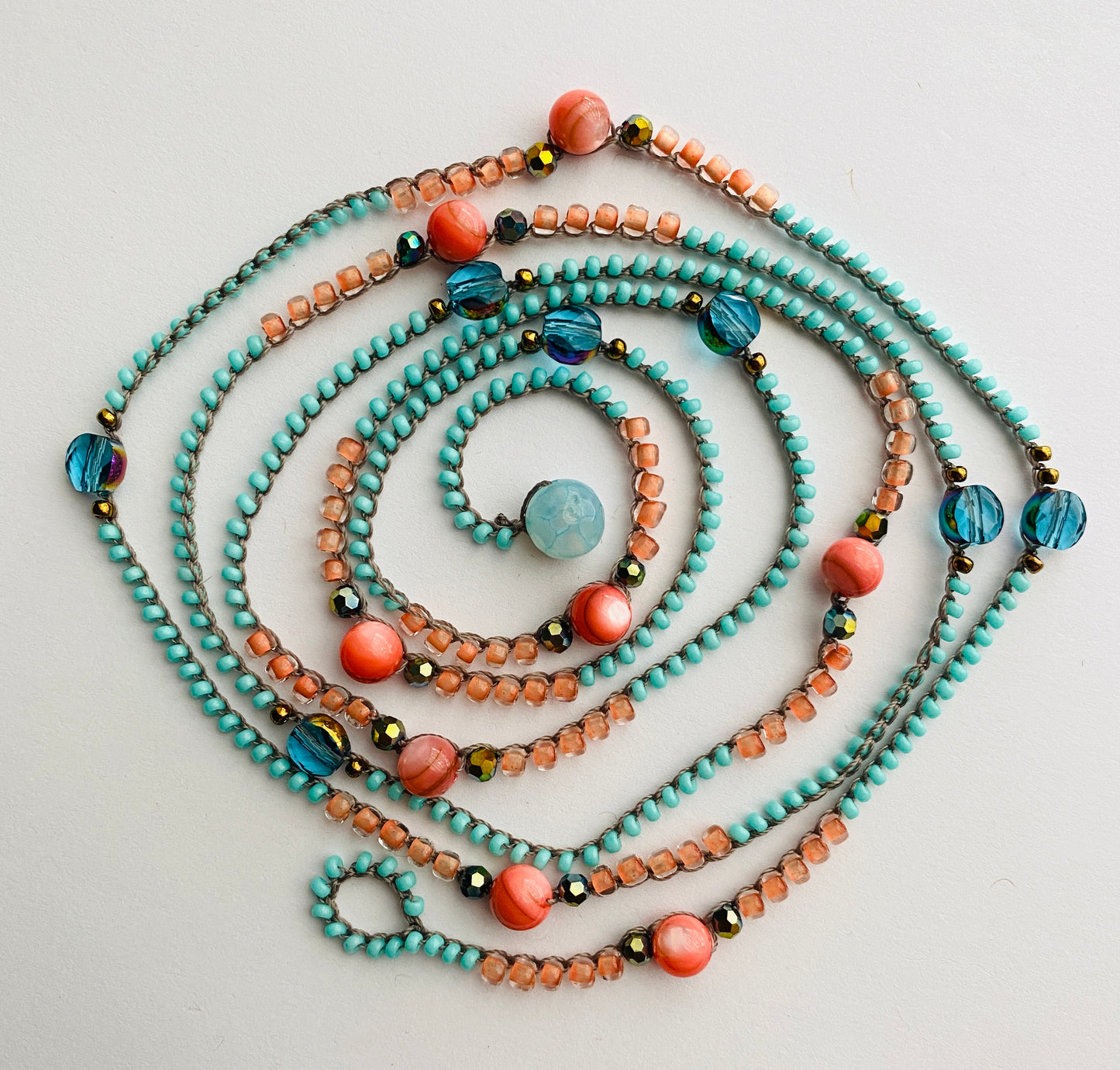 Coral and aqua layering necklace