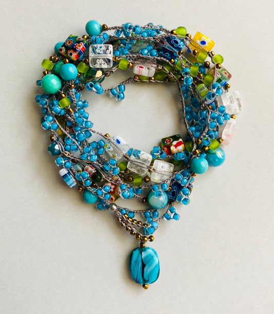 Millefiori mix crochet bead necklace