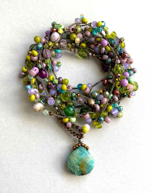 Forest flowers crochet necklace