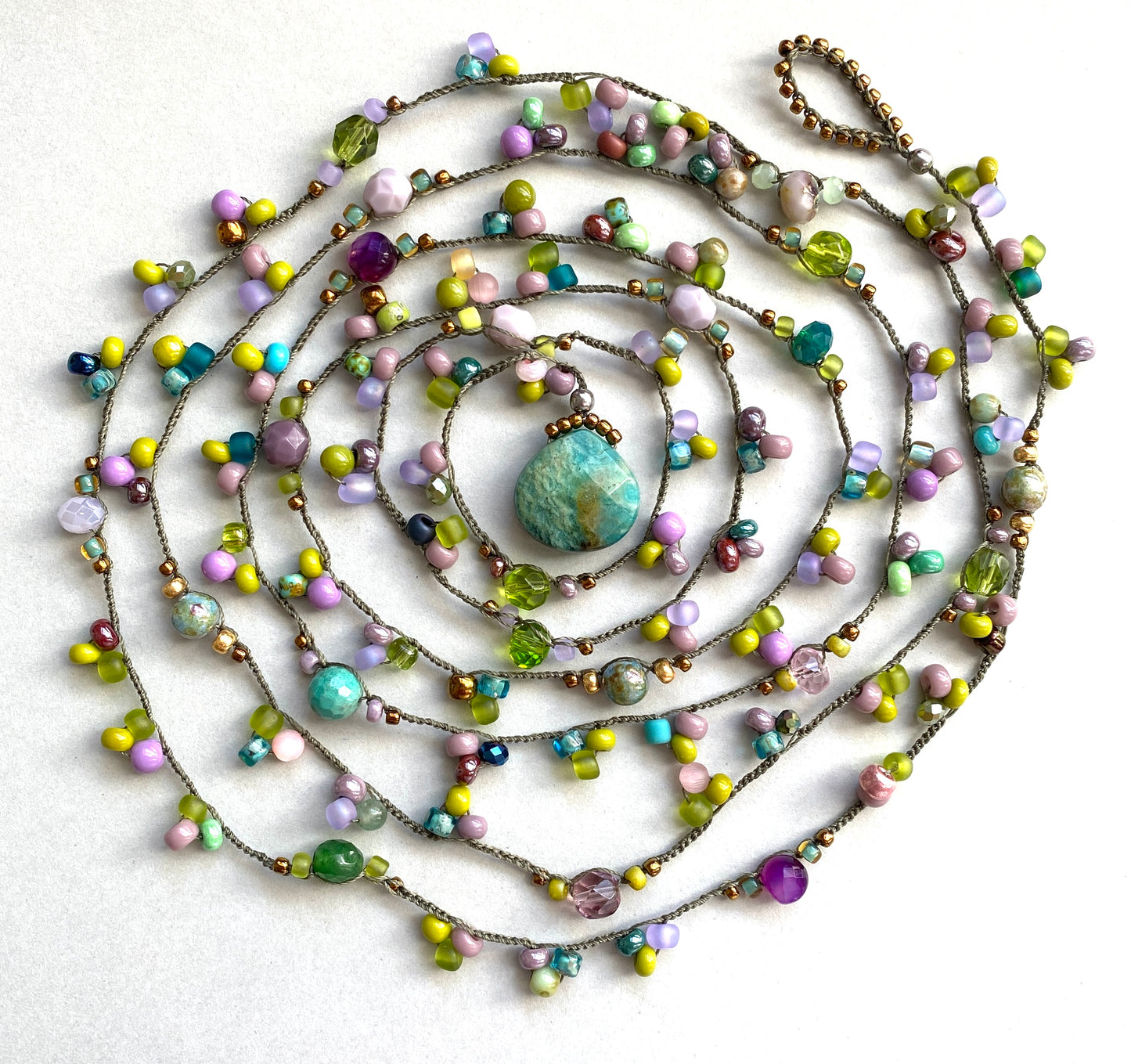 Forest flowers crochet necklace