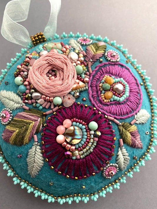 Aqua and rose little pillow wall ornament