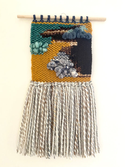 Desert night small woven wall hanging