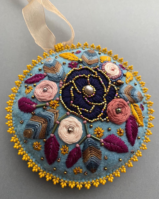 Blue and gold little pillow wall ornament